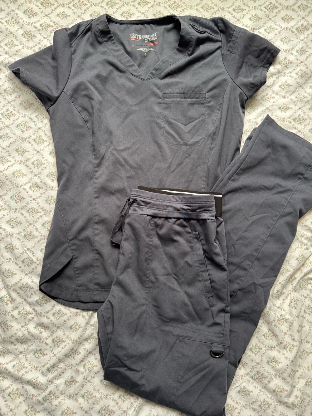 Grey's Anatomy Steel Gray Scrub Top & Straight Leg Pants